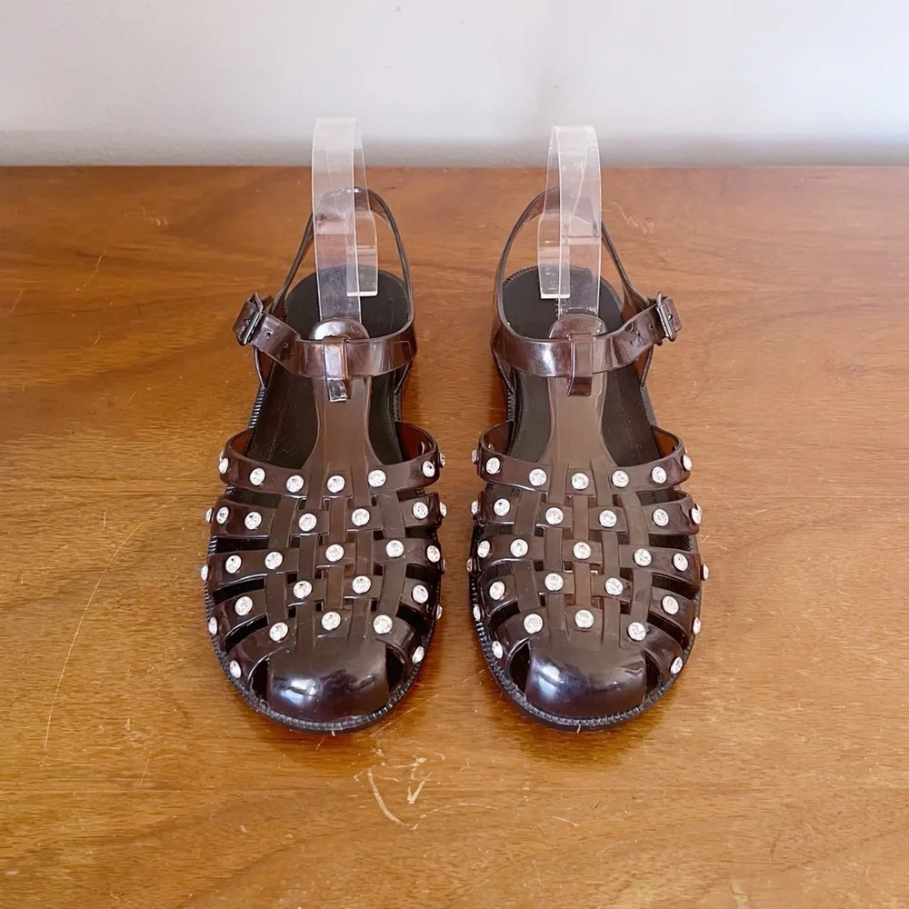 Loeffler Randall • Rhys Brown Jelly Sandal cage gladiator rhinestone strappy - Picture 3 of 15